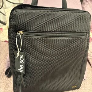 The Sak Backpack in Black Textured Design